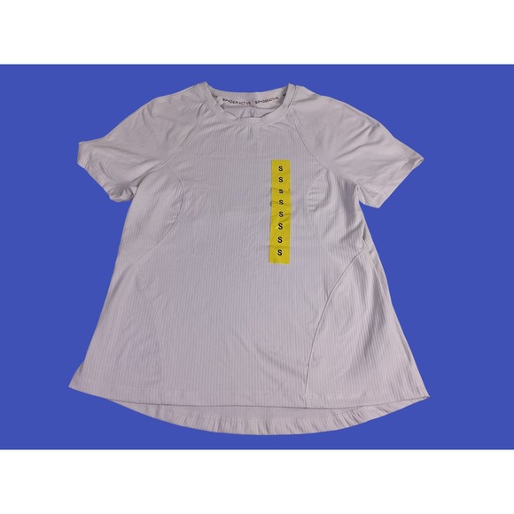 Spyder Active Womens White Ribbed‎ Athletic Short Sleeve Shirt Size S/P - Picture 4 of 8